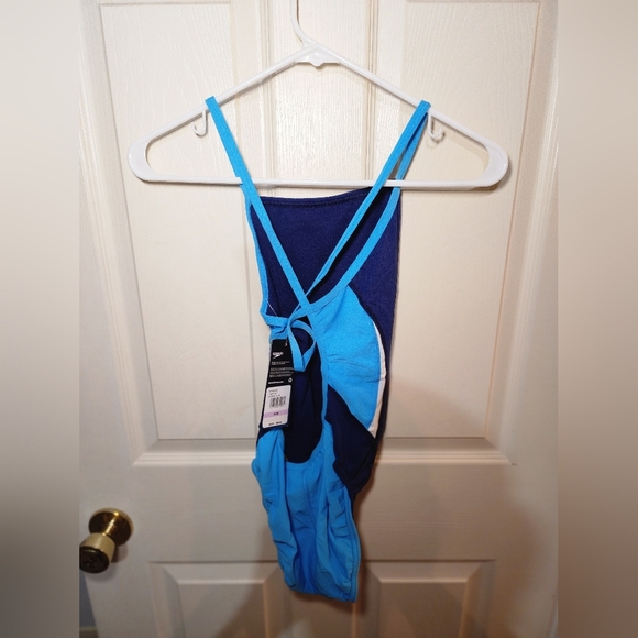 Speedo Black and Blue Women's One Piece Swimsuit - Picture 4 of 5